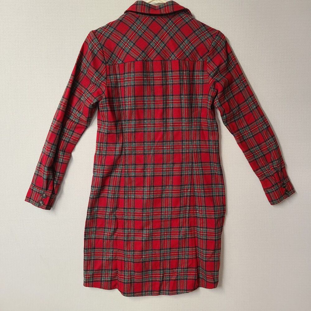 Pendleton Red Tartan Plaid Wool Button Front Mini Shirt Dress Pockets XS USA - Picture 7 of 9